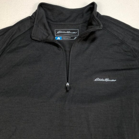 Eddie Bauer 1/4 Zip Men's M Black First Ascent Merino Wool Base Layer‎ Pullover - Picture 4 of 16